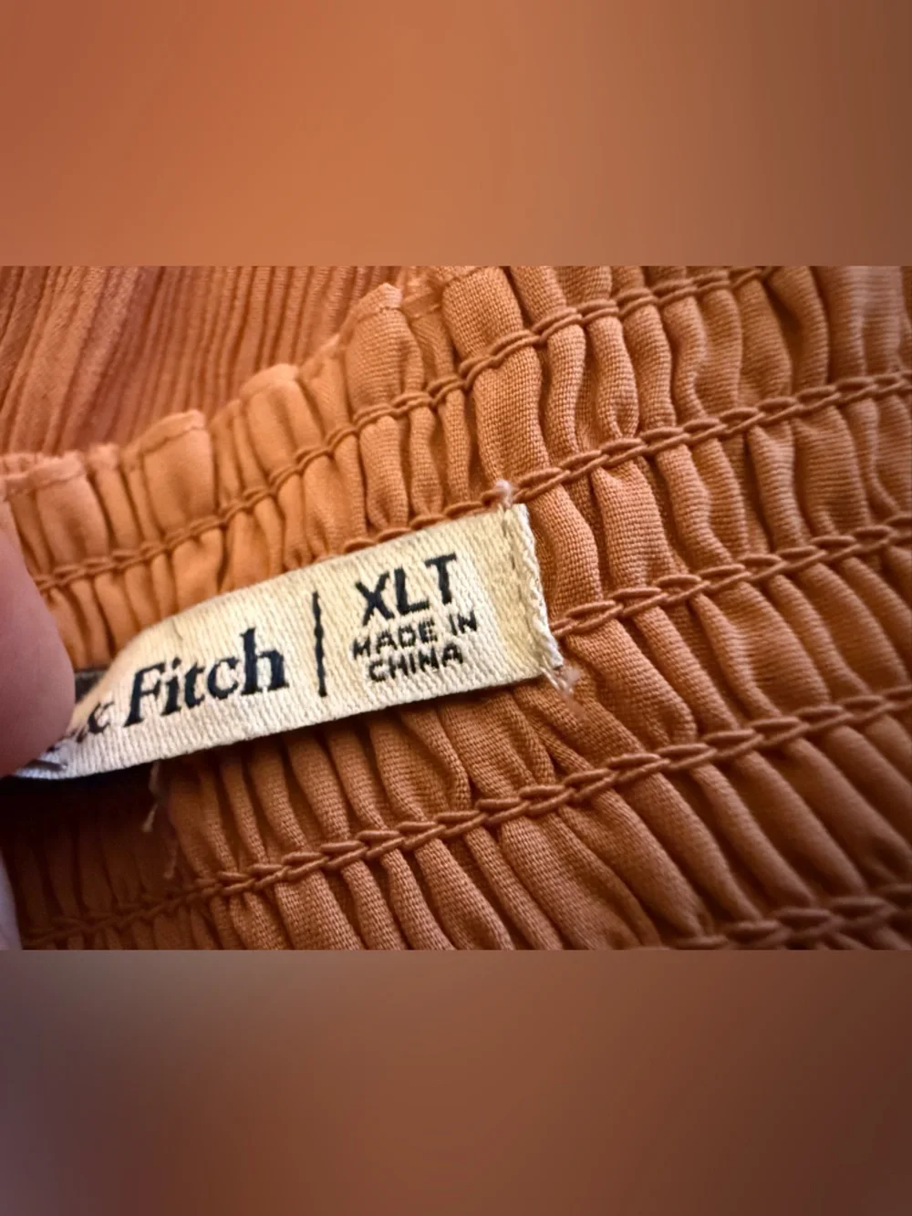 Abercrombie & Fitch Ruffle Slit Maxi Dress XLT Dark Peach Flowy Boho Stretch